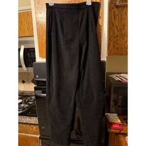 Vintage Black Pleated Dress Pants High Waisted Back Zip Trousers Size 12 3215